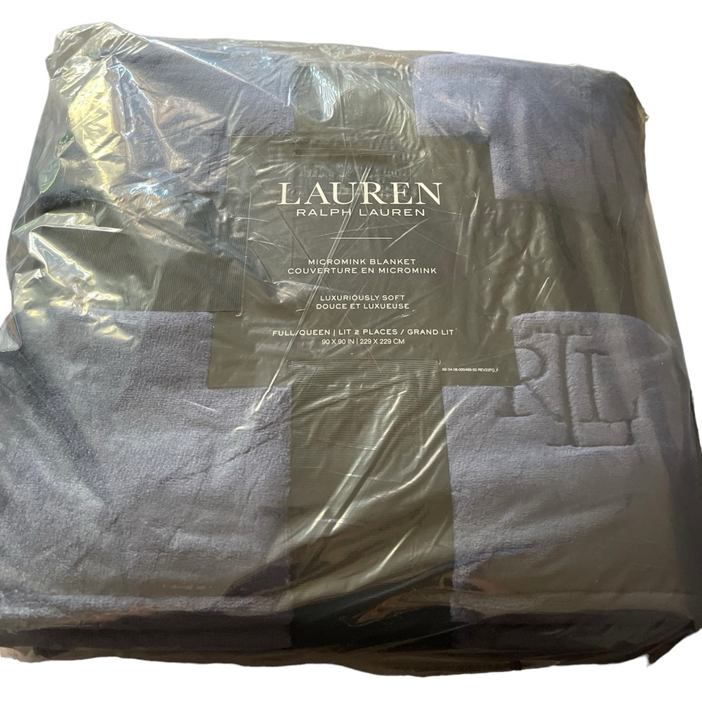 Lauren Ralph Lauren Micromink Navy Full/Queen Blanket 90” X 90" NWT